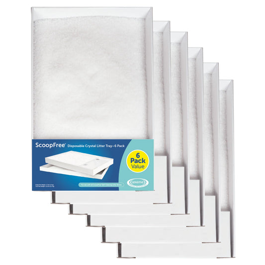PetSafe ScoopFree Crystal Cat Litter & Refill Tray, Fragrance Free, 4.3 Lb Bag with Each Tray, Pack of 6