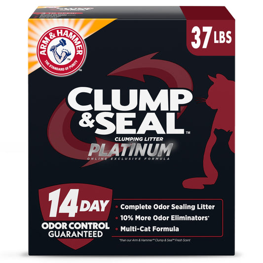 ARM & HAMMER Clump & Seal Platinum, Complete Odor Sealing Clumping Cat Litter, Multi-Cat, 14-Day Odor Control, Online Exclusive Formula, 37 Lbs