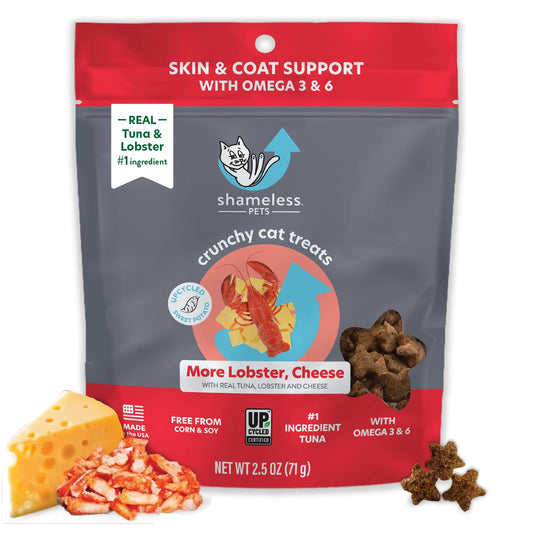 Shameless Pets Crunchy Cat Treats - Kitty Treats for Cats with Digestive Support, Natural Ingredients Kitten Treats with Real Tuna, Healthy Flavored Feline Snacks - Lobster & Cheese, 1-Pk