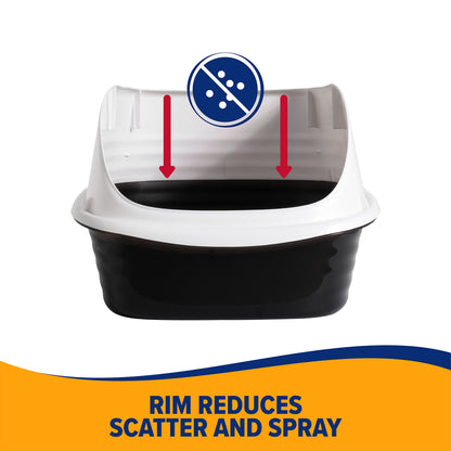 Arm & Hammer Rimmed Cat Litter Box with High Sides and Microban, Made in USA