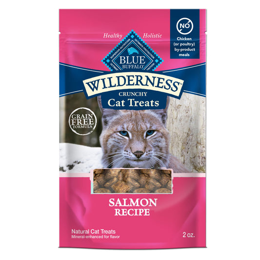 Blue Buffalo Wilderness High Protein Crunchy Cat Treats, Made with Natural Ingredients, Tasty Salmon Flavor, 2-oz Bag (Pack of 12)
