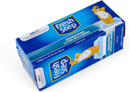 Fresh Step Drawstring Large Litter Box Liners | Heavy Duty Liners for Cat Litter Box | Scented & Unscented Available | Quick & Easy Cleanup, Scented, Jumbo - 4 Pack