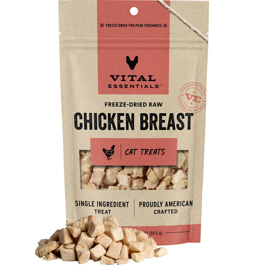 Vital Essentials Freeze Dried Raw Single Ingredient Cat Treats, Chicken Breast, 2.1 oz