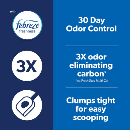 Fresh Step Clumping Cat Litter, Heavy Duty Advanced, Long Lasting 30-Day Odor Control with Odor Eliminating Carbon, 17.5 lb