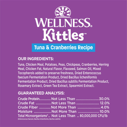 Wellness Kittles Crunchy Natural Grain Free Cat Treats, Tuna & Cranberry, 2-Ounce Bag (Pack of 2)