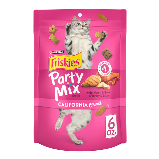 Purina Friskies Cat Treats, Party Mix California Crunch With Chicken - (Pack of 6) 6 oz. Pouches