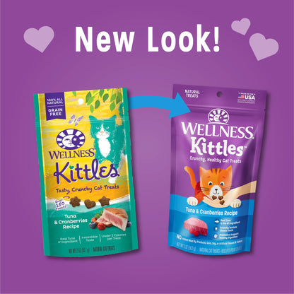 Wellness Kittles Crunchy Natural Grain Free Cat Treats, Tuna & Cranberry, 2-Ounce Bag (Pack of 2)