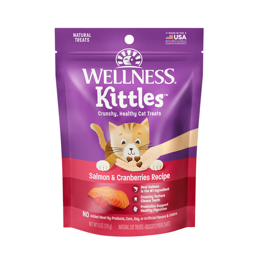 Wellness Kittles Natural Grain Free Salmon & Cranberries Cat Treats, 6 oz, Bag