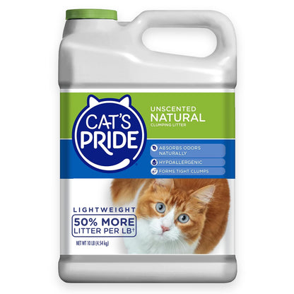Cat's Pride Lightweight Clumping Litter: Natural - Powerful Odor Control - Unscented, 10 Pounds