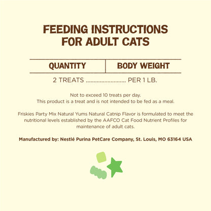 Purina Friskies Made in USA Facilities, Natural Cat Treats, Party Mix Natural Yums Catnip Flavor - 20 oz. Canister