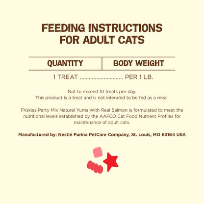 Purina Friskies Natural Cat Treats Party Mix Natural Yums With Real Salmon and Added Vitamins, Minerals and Nutrients - 20 Oz. Canister