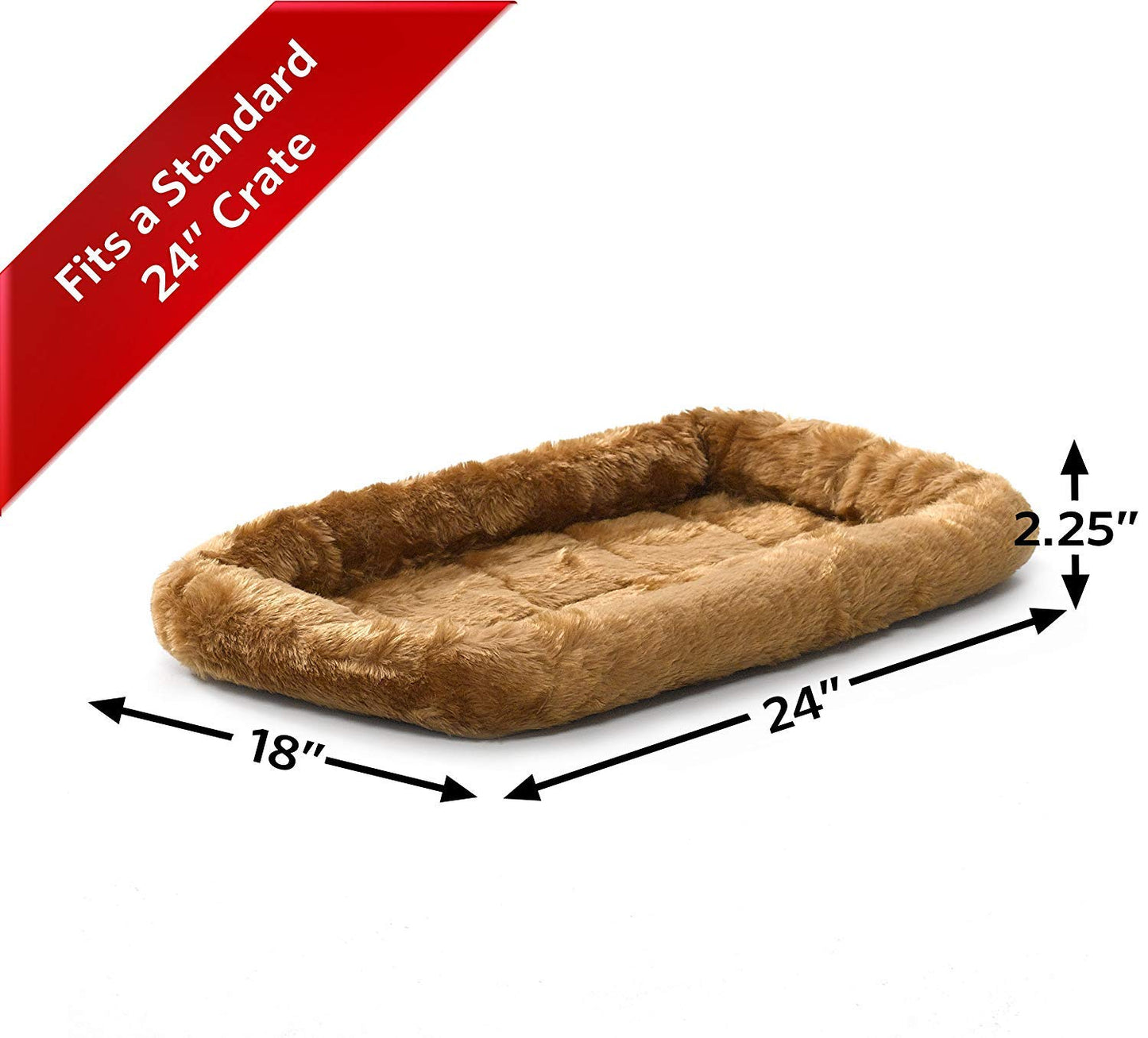 MidWest Homes for Pets Bolster Dog Bed 24L-Inch Cinnamon Dog Bed or Cat Bed w/Comfortable Bolster | Ideal for Small Dog Breeds & Fits a 24-Inch Dog Crate | Easy Maintenance Machine Wash & Dry