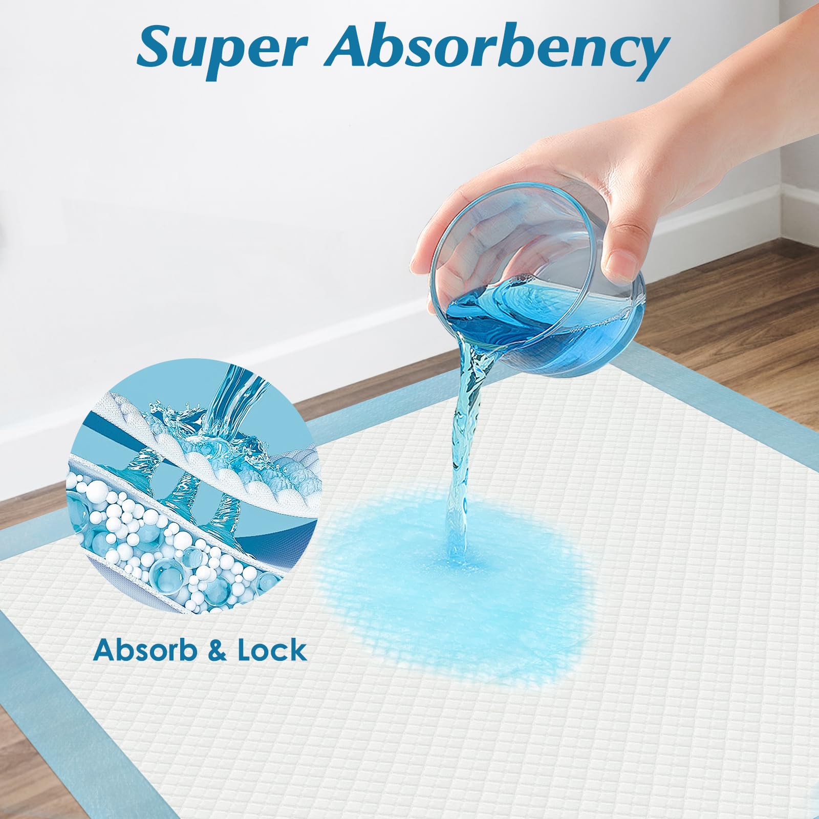 50 Count Super Absorbency Disposable Underpads, Leakproof Quick Drying Disposable Pads for Baby, Puppy and Adults, Disposable Changing Pads for Baby, Disposable Diaper Changing Pads, 17” x 13” - topratednest