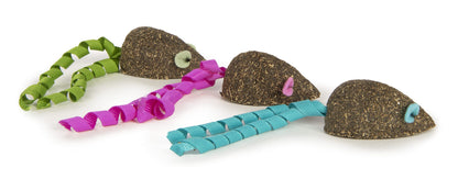 SmartyKat (3 Count) Magic Mice Compressed Catnip Ribbon Cat Toys - Green/Pink/Blue, 3 Count