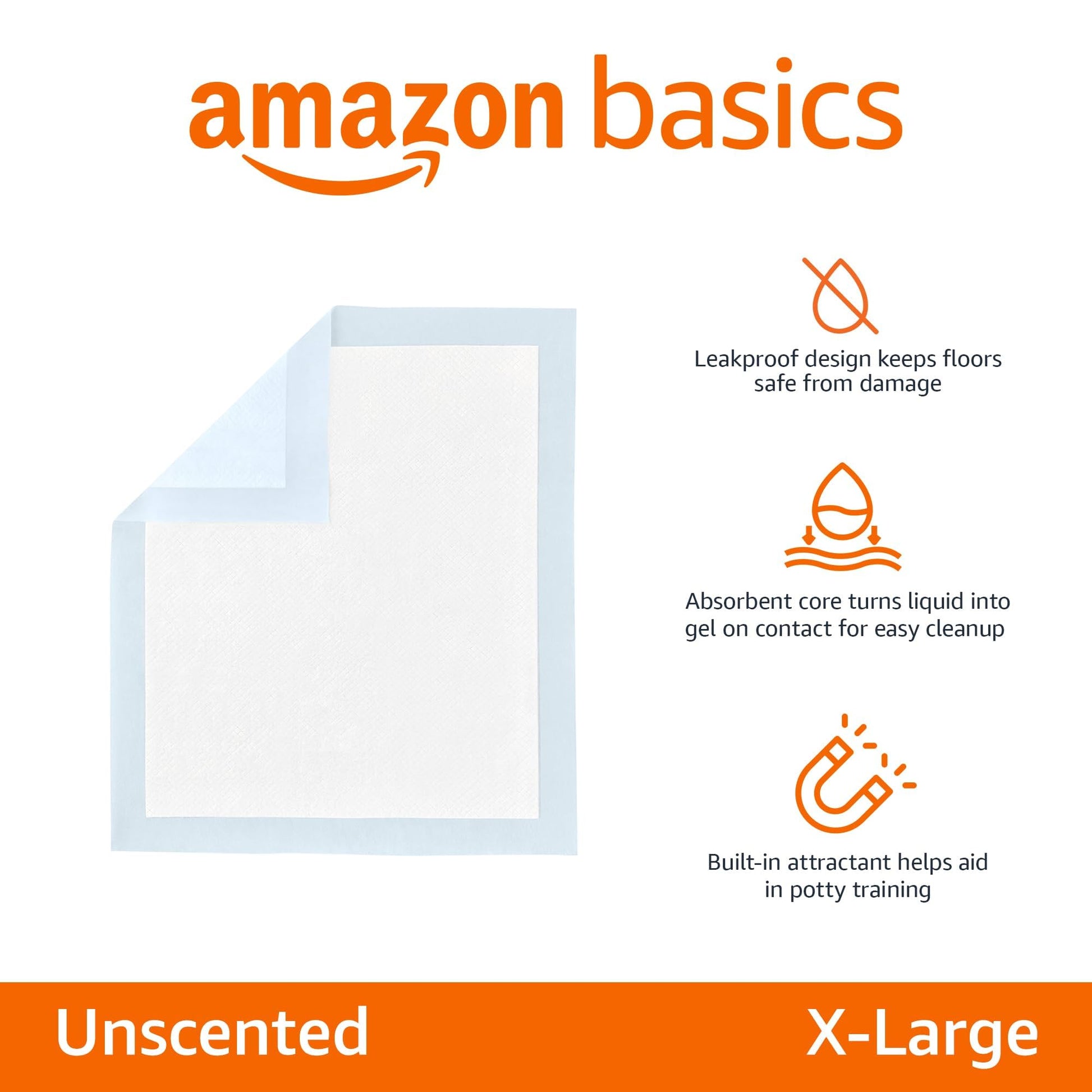 Amazon Basics Puppy Pads with Quick-Dry 5-Layer Leak-Proof Design for Potty Training, X-Large Size 28 x 34 Inch, Pack of 40, Blue & White - topratednest