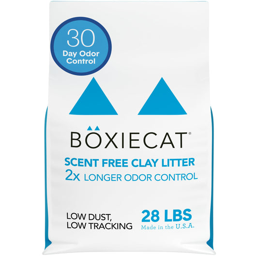 Boxie Unscented Clumping Clay Cat Litter, 28lb, 30-Day Odor Control, Dust-Free, Easy Scoop