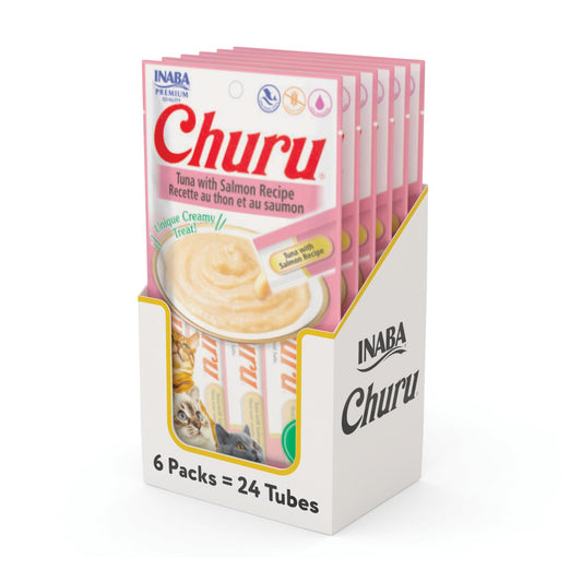 INABA Churu Tuna with Salmon Recipe Lickable Creamy Purée Cat Treats 24 Tubes