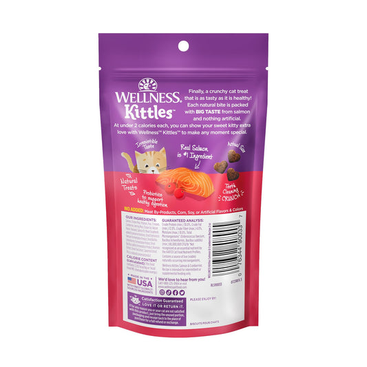 Wellness Kittles Crunchy Natural Grain Free Cat Treats, Salmon & Cranberries Recipe, All Life Stages, 2-Ounce Bag