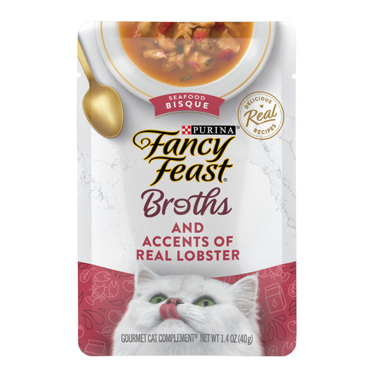 Purina Fancy Feast Lickable Wet Cat Food Broth Topper Seafood Bisque and Accents of Real Lobster - (Pack of 16) 1.4 oz. Pouches