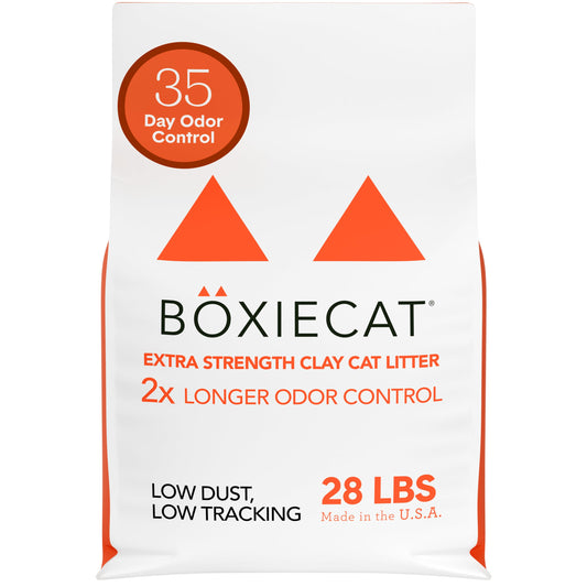Boxie Extra Strength Cat Litter, 35-Day Odor Control, Clumping Clay, 28lb