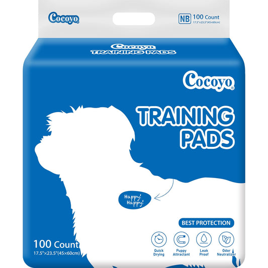 COCOYO Best Value Dog Training Pads | Dog Pee Pads | Super Absorbent Puppy Pads (17.5" x 23.5", 100 Count),Blue