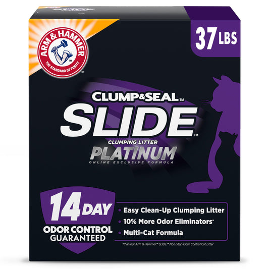 ARM & HAMMER Clump & Seal SLIDE Platinum Multi-Cat Clumping Litter, Easy Clean, Superior Odor Control, 37 Lbs