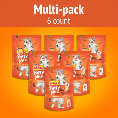 Purina Friskies Cat Treats, Party Mix Original Crunch - (Pack of 6) 6 oz. Pouches