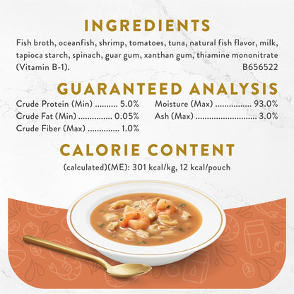 Purina Fancy Feast Lickable Wet Cat Food Broth Topper Seafood Bisque with Shrimp - (Pack of 16) 1.4 oz. Pouches