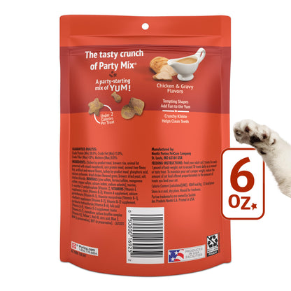 Purina Friskies Cat Treats, Party Mix Gravy-licious Crunch Chicken and Gravy Flavors - (Pack of 6) 6 oz. Pouches