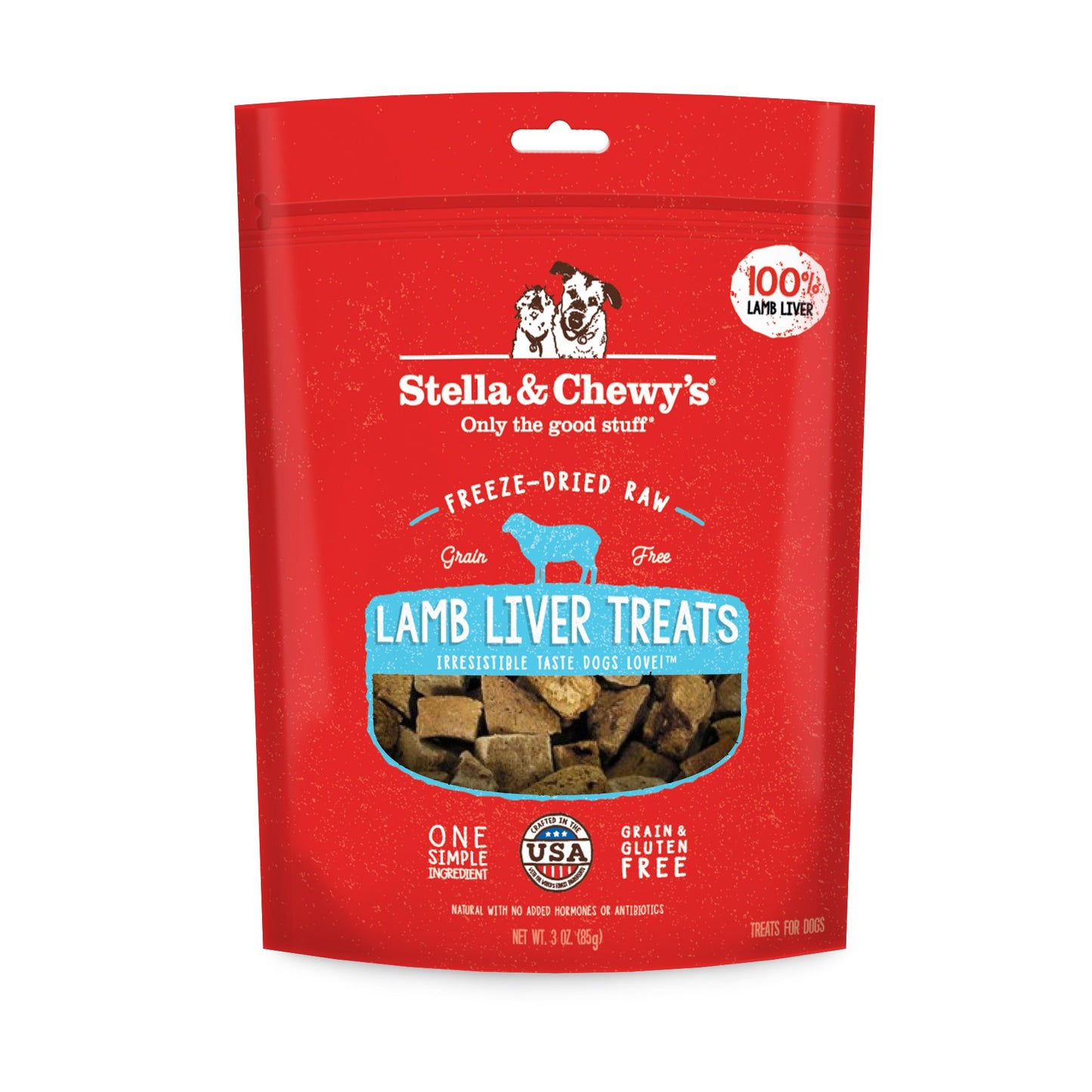 Stella & Chewy's Freeze-Dried Raw Lamb Liver Dog Treats - Single Ingredient, No Additives - Premium Training Treats - Perfect For Picky Eaters - 3oz Bag