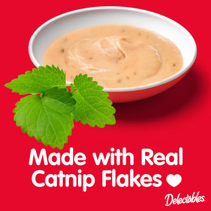 Delectables Squeeze Up Creamy Squeezable Puree, Lickable Wet Cat Treats, Grain Free, No Added Fillers, No By-Products, No Added Preservatives, 0.5 Ounces Tube Chicken with Catnip, 32 Tubes Total