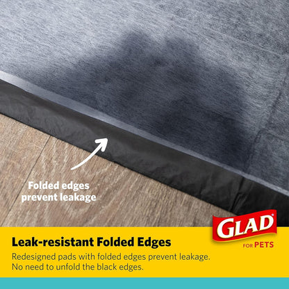 Glad for Pets Activated Charcoal Dog Training Pads, Small Size 17.5" x 23.5" Odor Absorbing, Pee Pads for Dogs Perfect for Training New Puppies, Charcoal, 120 Count (Pack of 2)
