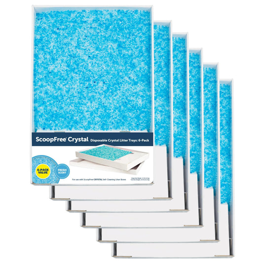 PetSafe ScoopFree Crystal Cat Litter & Refill Tray, Fresh Scent, 4.3 Lb Bag with Each Tray, Pack of 6