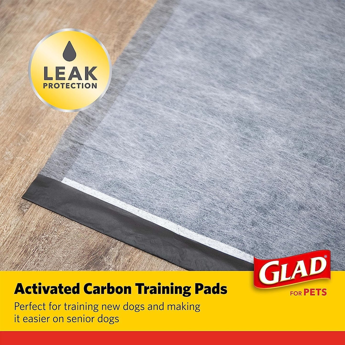 Glad for Pets Black Charcoal Dog Pads - Super Absorbent, Disposable Pee Pads for Puppy Potty Training & Indoor Use - 23" x 23" - 50 Count - 2 Pack