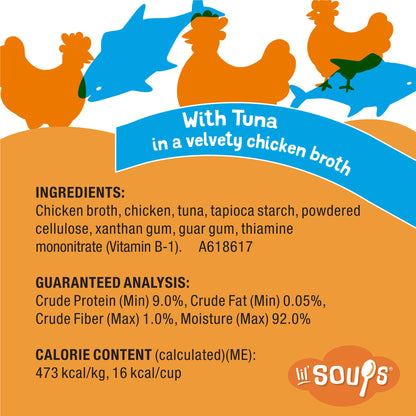 Purina Friskies Natural, Grain Free Lickable Cat Treats Lil’ Soups With Tuna in Chicken Broth - (Pack of 8) 1.2 oz. Cups