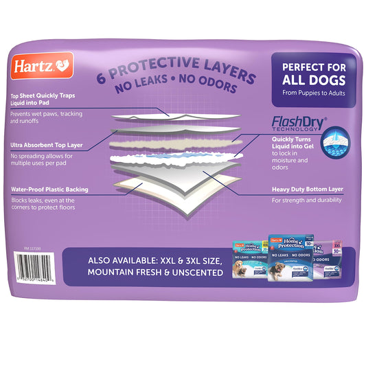 Hartz Home Protection Lavender Scented Dog Pads, 100 count, Super Absorbent & Won't Leak, Odor Eliminating
