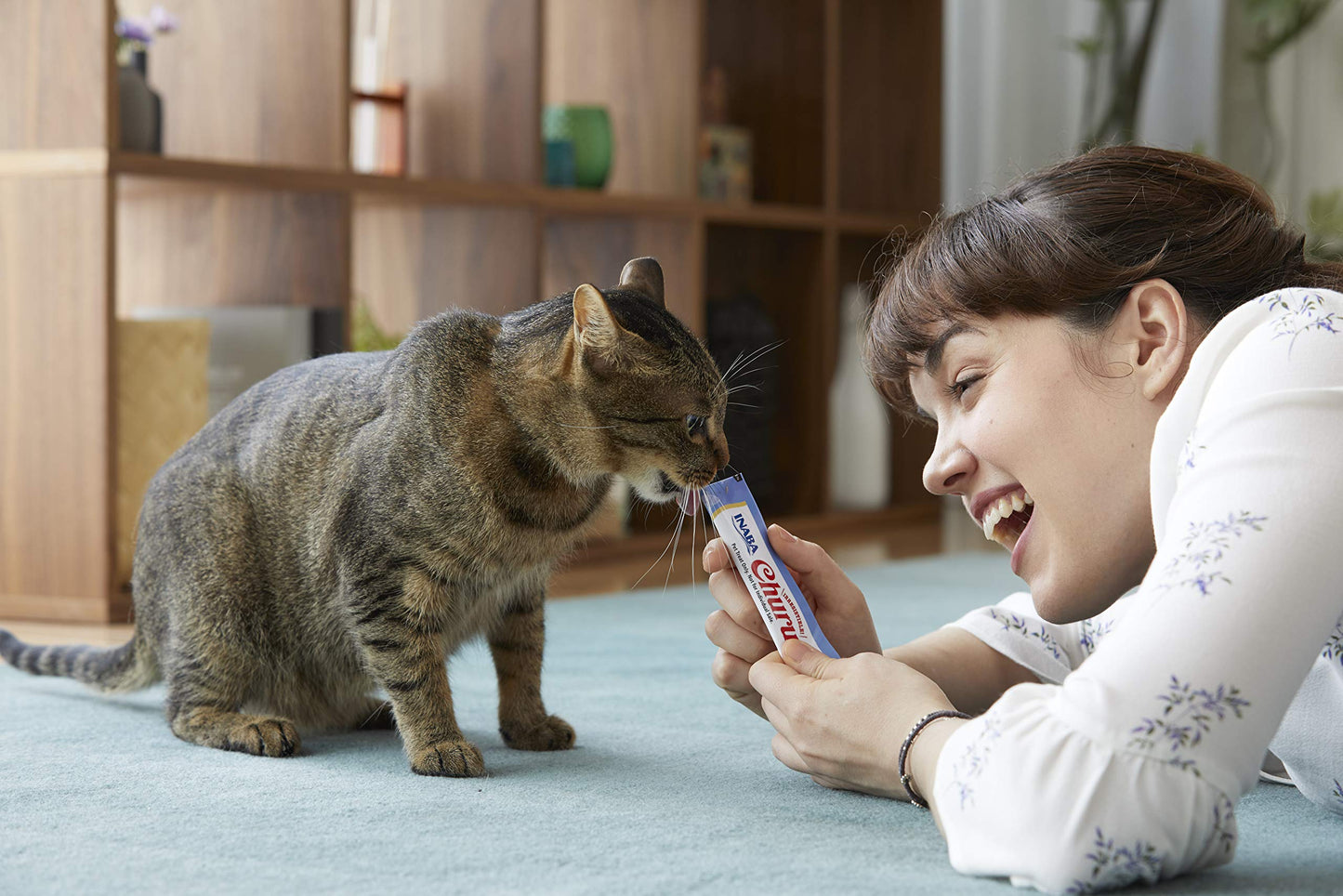 INABA Churu Lickable Purée Natural Cat Treats (Tuna Recipe, 4 Tubes)