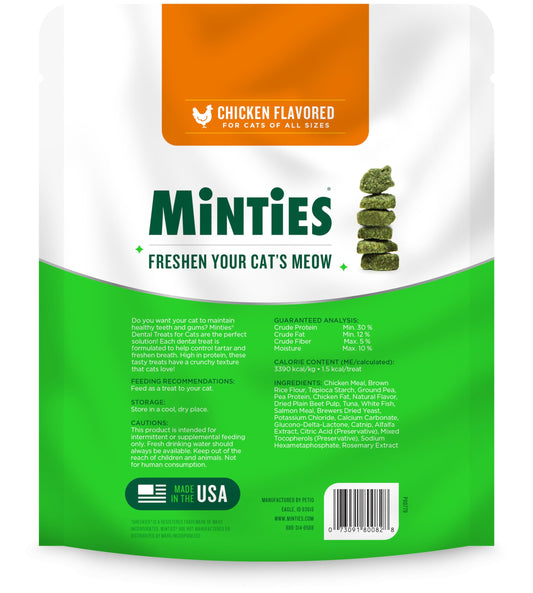 Minties Dental Treats for Cats, Chicken Flavored Treats for Cats, Freshens Breath and Controls Tartar, 10oz