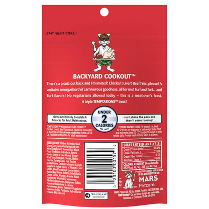 Temptations MixUps Backyard Cookout Flavor Crunchy and Soft Cat Treats, 3 oz. Pouch (Pack of 12)
