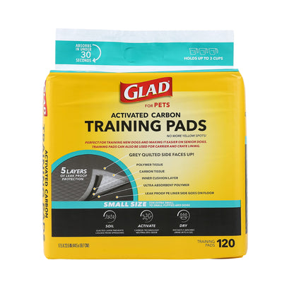 Glad for Pets Black Charcoal Puppy Pads - Super Absorbent Disposable Dog Pee Pads, Potty Training Pads, and Pet Supplies - Grey Dog Pee Pads for Crate Training and Indoor Use 17.5" x 23.5" - 120 Count