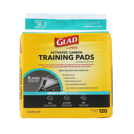 Glad for Pets Black Charcoal Puppy Pads - Super Absorbent Disposable Dog Pee Pads, Potty Training Pads, and Pet Supplies - Grey Dog Pee Pads for Crate Training and Indoor Use 17.5" x 23.5" - 120 Count