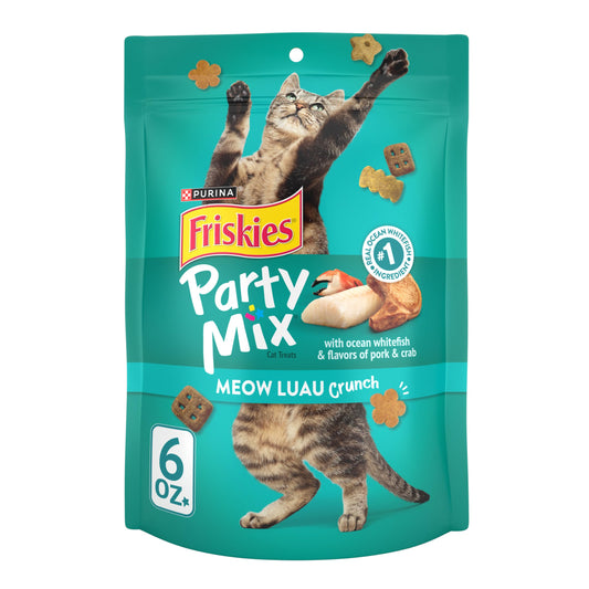 Purina Friskies Cat Treats, Party Mix Meow Luau Crunch - (Pack of 6) 6 oz. Pouches