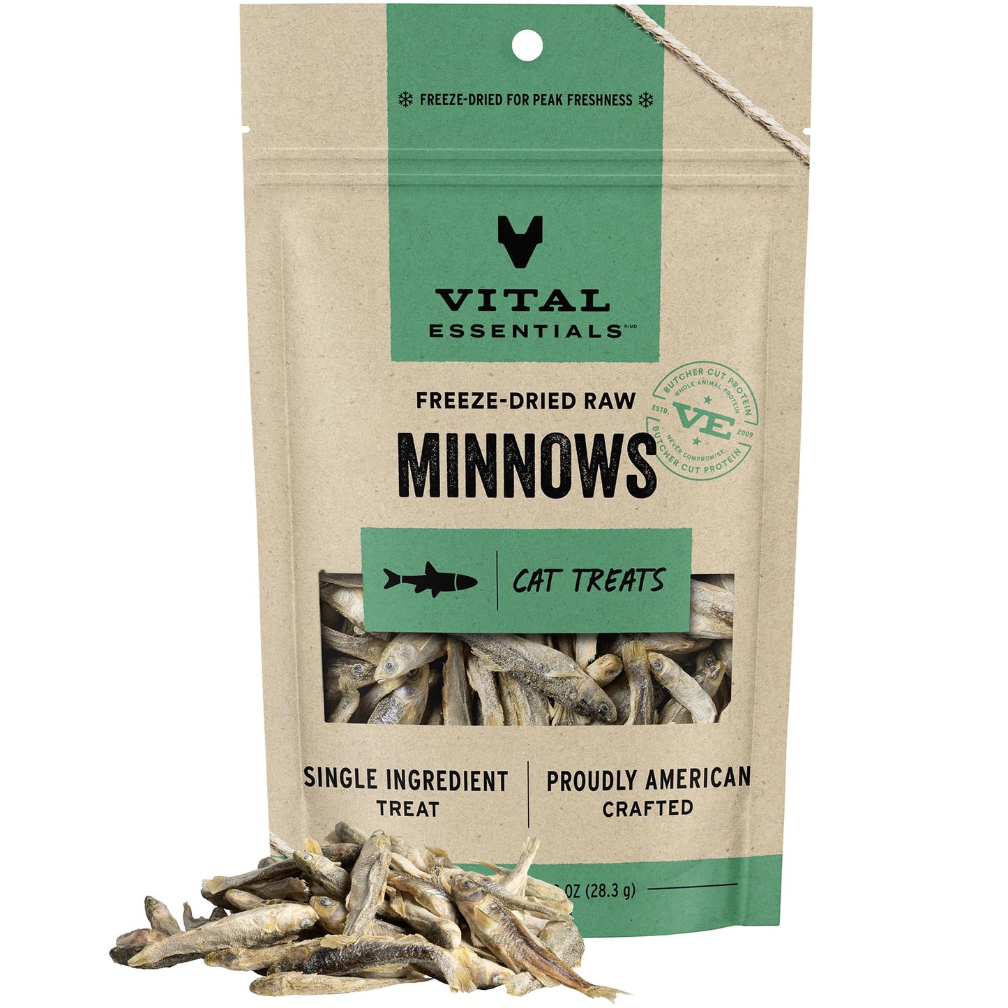 Vital Essentials Freeze Dried Raw Single Ingredient Cat Treats, Minnows, 1 oz (Package may vary)