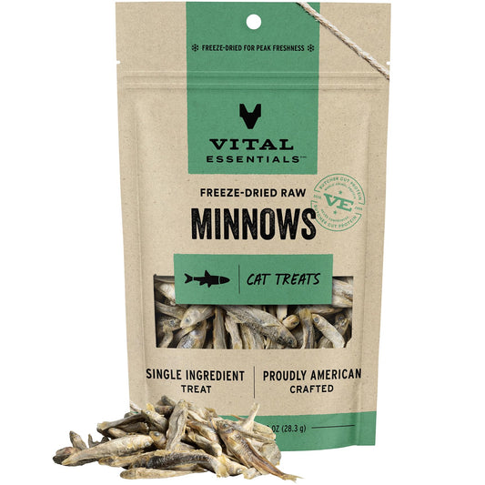 Vital Essentials Freeze Dried Raw Single Ingredient Cat Treats, Minnows, 1 oz (Package may vary)
