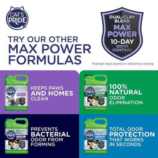 Cat's Pride Max Power: Total Odor Control - Up to 10 Days of Powerful Odor Control - Strong Clumping - 99% Dust Free - Multi-Cat Litter, Scented, 15 Pounds