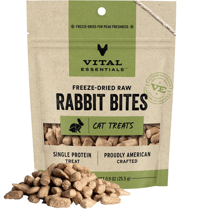 Vital Essentials Freeze Dried Raw Cat Treats, Rabbit Bites, 0.9 oz