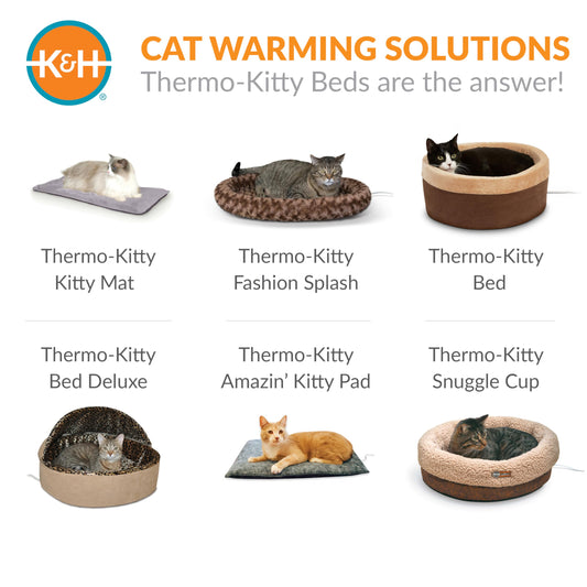 K&H PET PRODUCTS Self-Warming Cat Bed Pad, Self Heating Pad for Outdoor Cat Houses, Warming Mat for Indoor Pet Beds & Furniture, Reversible Blanket, Washable - Small 21 X 17in Oatmeal/Chocolate