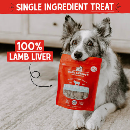 Stella & Chewy's Freeze-Dried Raw Lamb Liver Dog Treats - Single Ingredient, No Additives - Premium Training Treats - Perfect For Picky Eaters - 3oz Bag