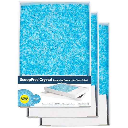 PetSafe ScoopFree Crystal Cat Litter & Refill Tray, Fresh Scent, 4.3 Lb Bag with Each Tray, Pack of 3