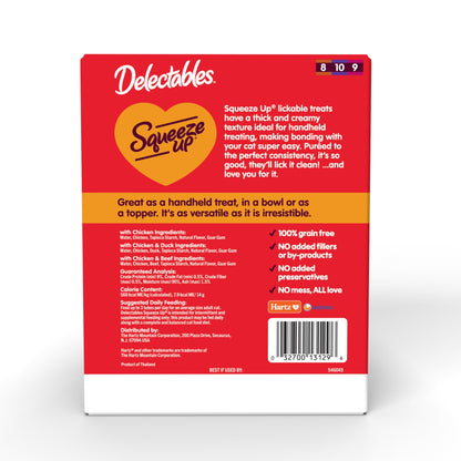 Delectables Squeeze Up Non-Seafood Variety Pack, Creamy Squeezable Puree, Lickable Wet Cat Treats, Grain Free, No Added Fillers, No By-Products, No Added Preservatives, 0.5 Ounces Tube, 72 Tubes Total